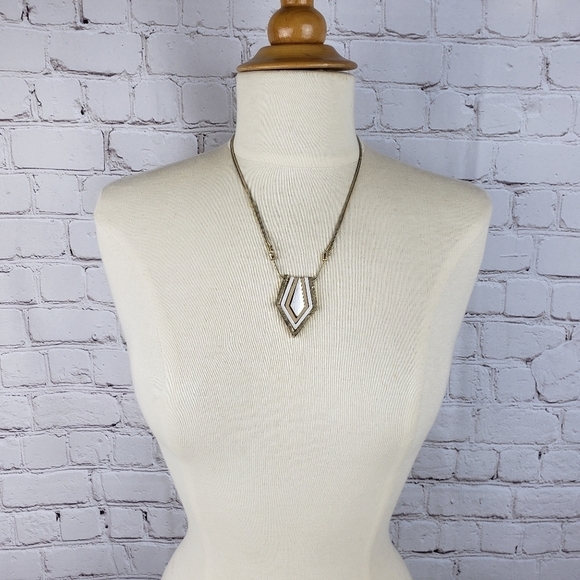 Vintage Chevron Diamond Shape Multi Metal Pendant Unique Slide Adjustments - Picture 7 of 9